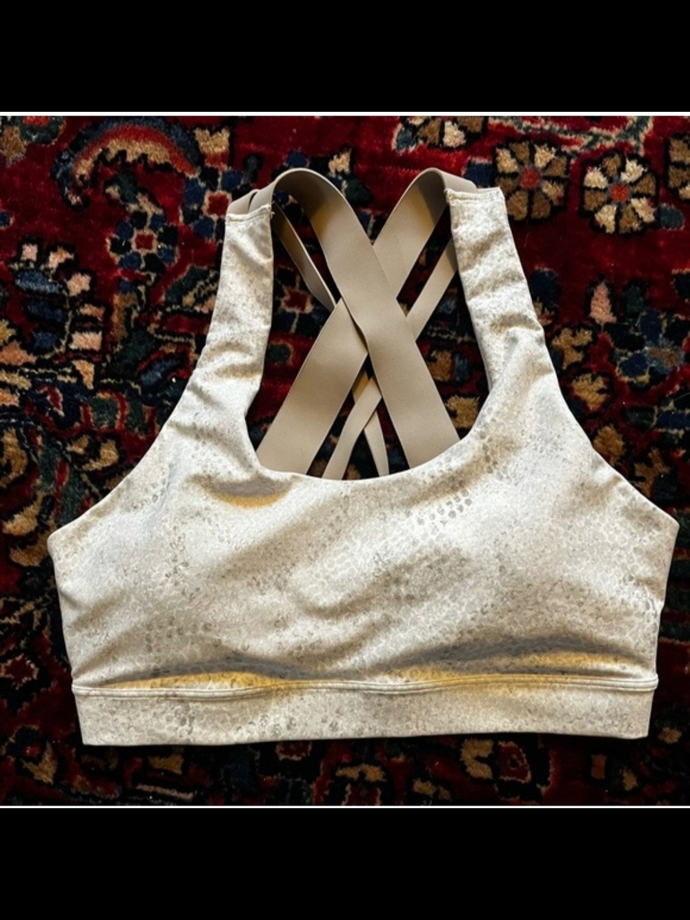 Old Navy Silver Metallic Crisscross-Back Sports Bra